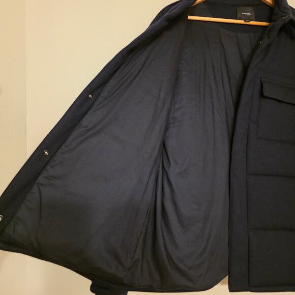 Vince Cozy Wool Quilted Puffer Jacket Navy XL Heavyweight Luxury - Picture 12 of 15